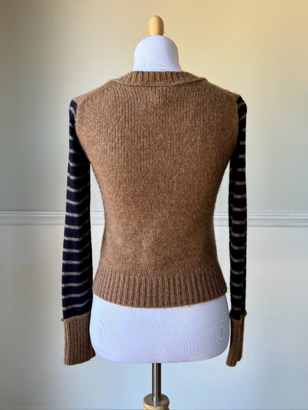Tory Burch Alpaca Wool Blend V Neck Striped Fair Isle Sweater Small - Picture 9 of 13